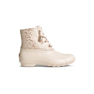 Cream Leopard Print Duck Boots